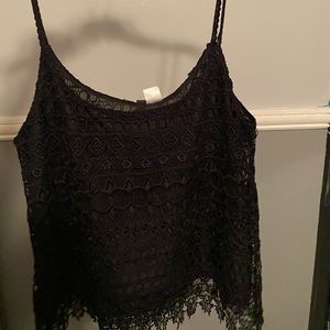 loose lace black tank top